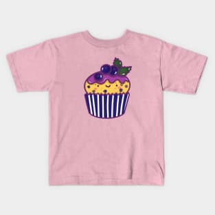 Kawaii Blueberry cupcake sticker doodle design sticker Kids T-Shirt